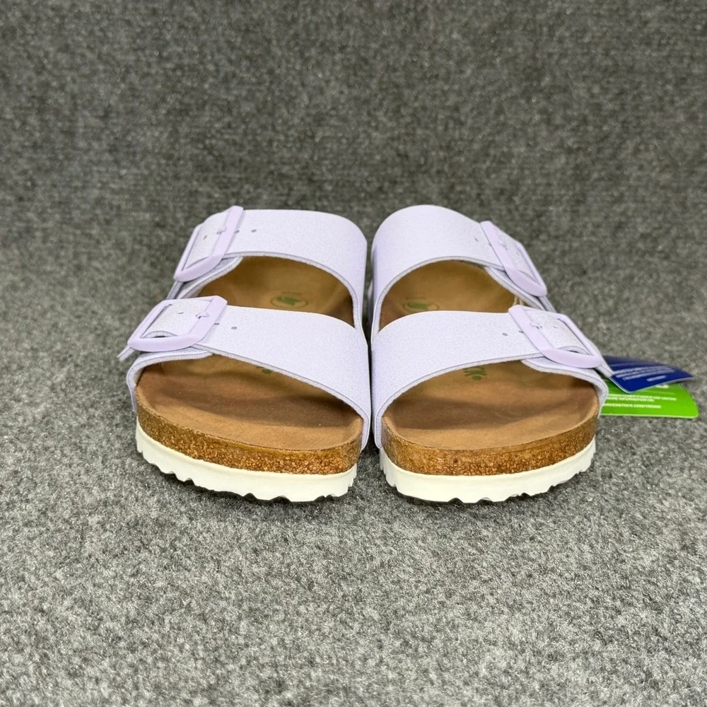Birkenstock Arizona Sandal Womens 7 Lavender Fog Birkibuc Buckle Slide Flip Flop
